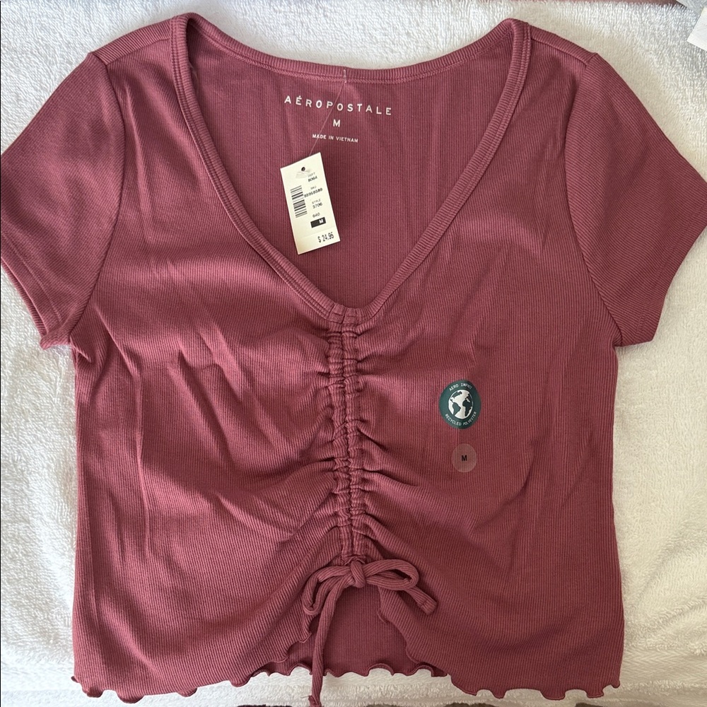 Aeropostale Women's Mauve Ruched Crop Top